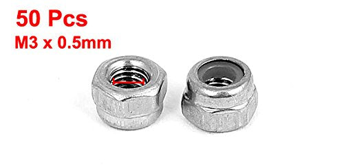 [Australia - AusPower] - uxcell a15071300ux0538 M3 x 0.5mm Stainless Steel Nylock Nylon Insert Hex Lock Nuts (Pack of 50) 