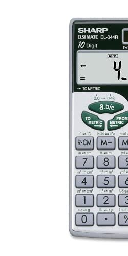 [Australia - AusPower] - Sharp EL344RB 10-Digit Calculator with Punctuation, Metric Converter, Solar Powered LCD Display, Small Pocket Calculator for Students and Professionals 