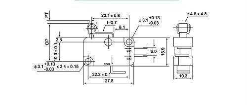 [Australia - AusPower] - Twidec/6Pcs Micro Limit Switch Short Hinge Roller Lever Arm Switch for Arduino V-155-1C25 