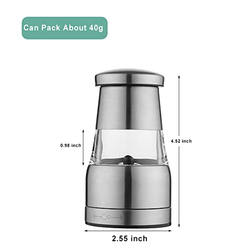 [Australia - AusPower] - Mini Pepper Grinder, Manual Salt and Pepper Grinder, Pepper Mill. Brushed Stainless Steel Dust Cover With Ceramic Grinding Cores, Adjustable Coarseness（2.55*4.52 inch ） 