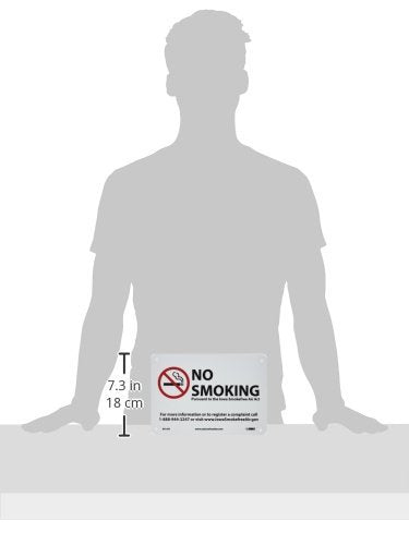 [Australia - AusPower] - NMC M716R No Smoking Sign, Legend "NO SMOKING" with Graphic, 10" Length x 7" Height, Rigid Polystyrene Plastic, Red/Black on White 