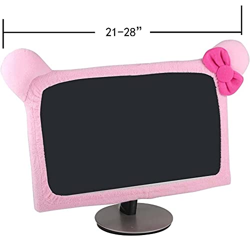[Australia - AusPower] - Monfurise 20"-29" Lovely Cute Dustproof Computer Monitor Cover with Cat Ear Laptop TV LCD Screen Monitor Decoration Dust Cover Protector, Pink big Pink 