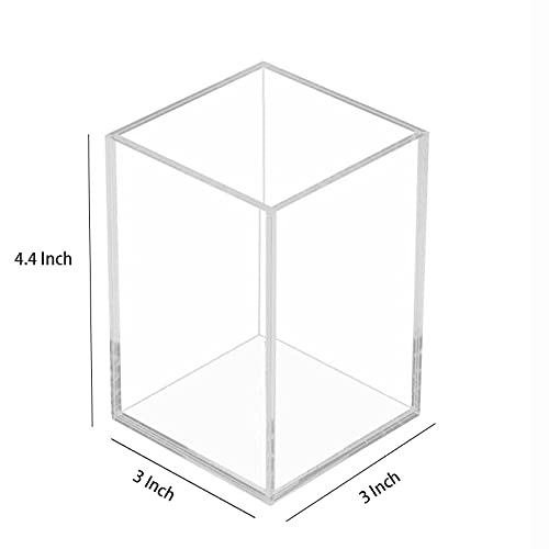 [Australia - AusPower] - Acrylic Home, Office Storage Organizer Pen Holder,Kitchen Utensil & Silverware Caddy Bin,1 Compartments- Container for Cabinets,Drawers, Desks, Workspace-for Pens, Pencils, Highlighters, Clips,sliverware- 3×3×4.4 Inch - Clear 1 compartment 