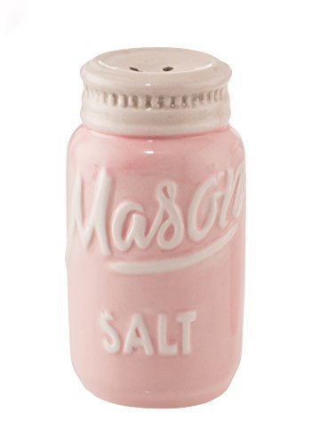 [Australia - AusPower] - Goodscious Pink Mason Jar Salt and Pepper Shakers - Kitchen Ceramic Shaker - Retro Farmhouse Decor - Kitchen Accessories Home Decor - Rustic Home Accessory and Gifts - Baking Supplies - 2 Piece Set 