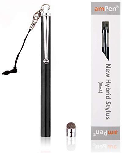 [Australia - AusPower] - amPen Hybrid Stylus Pen - Interchangeable Hybrid Tip Touchscreen Stylus (Black) Black 