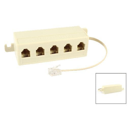 [Australia - AusPower] - GFORTUN Beige RJ11 6P4C Male to 5 Female Outlet Ports Socket Telephone Phone Cable Line Splitter Adapter (1 Pack) 