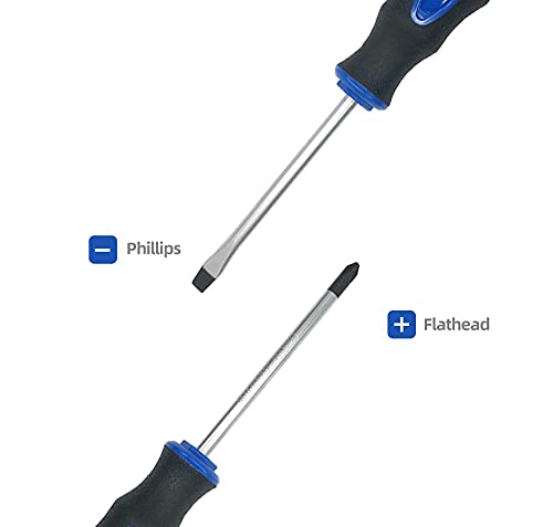 [Australia - AusPower] - 6PCS Magnetic Tip Screwdriver Set, 3 Phillips and 3 Flat, Professional Cushion Grip | 6-Piece Hand Tools Set 6pc_black tip_matt 