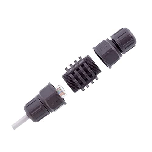 [Australia - AusPower] - Axawibe 5 pcs RJ45 Waterproof CAT6/CAT5E/CAT5 Connector, Ethernet LAN Cable Connector, Ethernet LAN Cable Connector Twin-Head Outdoor LAN Coupler Adapter Female to Female 