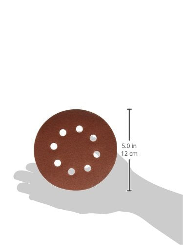 [Australia - AusPower] - POWERTEC - 45012K 45012 120 Grit 5 Inch Sanding Disc | 8 Hole Hook and Loop Backing Pad | Aluminum Oxide Round Sandpaper Disc for Random Orbit Sander – 25 Pack 