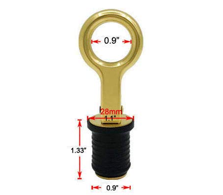 [Australia - AusPower] - Boat Drain Plug 1 Inch Brass Snap Flip Drains Handle Rubber Bailer Plugs for Deck Baitwells Marine Hulls 