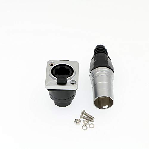 [Australia - AusPower] - Uonecn Waterproof Connectors RJ45 Female Sockets Male Plug Durable IP65 Connector Industrial Dual Panel Mount Black+Round 