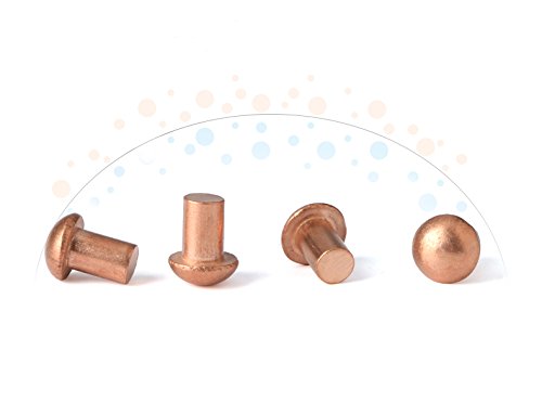[Australia - AusPower] - YXQ 50 Pcs Copper Solid Rivets 1/4 Diameter 5/16 L Shank Copper Round Head Fasteners,M6x8 