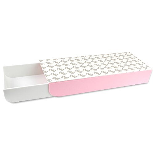 [Australia - AusPower] - inDomit Pencil Tray Drawer Pop-up Self-Adhesive Pen Phone Storage Under Desk Organizer (Pink & White) 