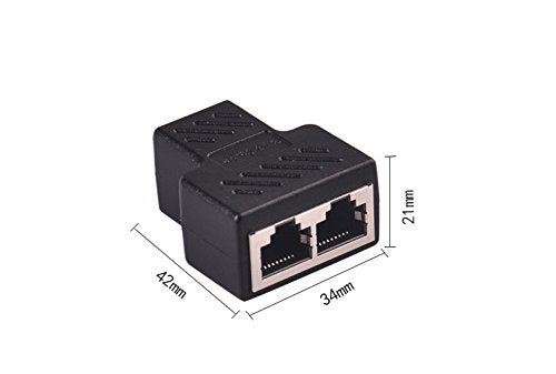 [Australia - AusPower] - RJ45 Splitter Connectors Adapter 1 to 2 Ethernet Splitter Coupler Double Socket HUB Interface Contact Modular Plug Connect Network LAN Internet Cat5 Cat6 Cable 2 Pack (CAN'T RUN BOTH AT THE SAME TIME) 