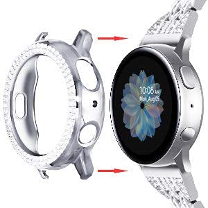 [Australia - AusPower] - Surace Galaxy Watch Active 2 Case 44mm, Bling Frame Protective Case Compatible for Samsung Galaxy Watch Active 2 (3 Packs, Black/Silver/Clear)-44mm Galaxy Watch Active 2 44mm 