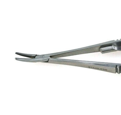 [Australia - AusPower] - TC Castroviejo Needle Holder 5.5" Curved Tungsten Carbide Inserts Serrated Jaws with Lock | Medixplus 