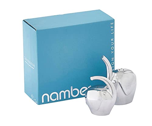 [Australia - AusPower] - Nambe - Savana Collection - Elephant Salt & Pepper Shakers - Measures at 3" x 3" x 3.5" - Made with Nambe Alloy - Designed by Neil Cohen 
