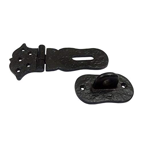 [Australia - AusPower] - Adonai Hardware"Paran" Heavy Duty Antique Cast Iron Safety Locking Hasp and Staple (6" x 1 Pack, Matte Black) for Vintage Pirates Treasure Chest, Trunk, Wooden Jewelry Box, Cases, Furniture and Sheds 6 Inch x 1 Pack Matte Black Powder Coated 