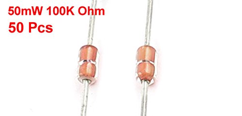 [Australia - AusPower] - uxcell 50pcs MF58 100K Ohm 3950B Glass Encapsulated Resistor NTC Thermistors 