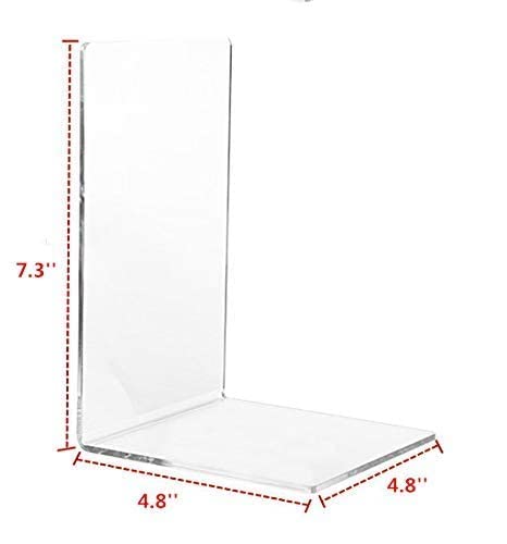 [Australia - AusPower] - CY craft 4 Pieces Bookends,Clear Acrylic Bookends for Shelves,Heavy Duty Book Ends and Desktop Organizer,Book Stopper for Books/Movies/CDs,7.3x4.8x4.8 inch 