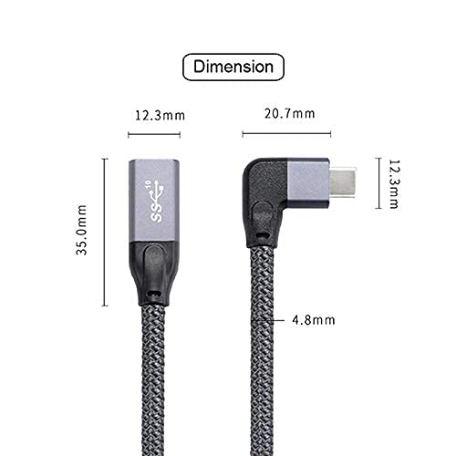 [Australia - AusPower] - Chenyang USB C Cable,USB Type C Male to Female Extension Cable 90 Degree Angled with Sleeve for Phone Tablets Hard Drives Laptop Right Angled 