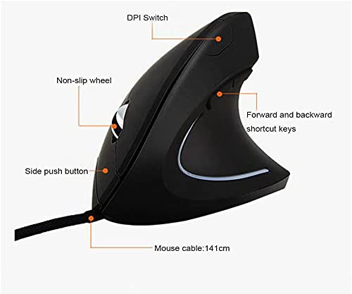 [Australia - AusPower] - Sokelinn-six Wired Vertical Mouse,800/1200/2000/3200 Adjustable DPI High Sensitivity Ergonomic USB Mouse for Computers and Laptops 