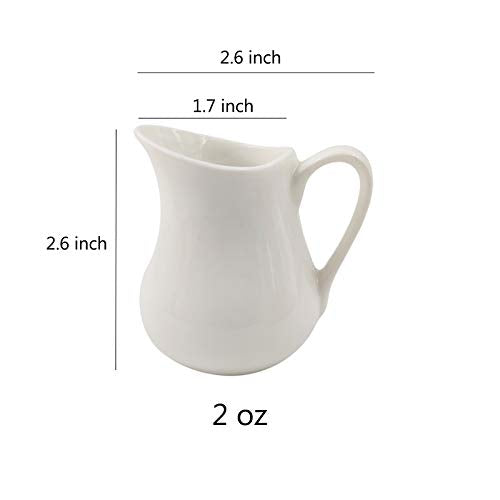 [Australia - AusPower] - Sizikato 2pcs Pure White Ceramic Creamer with Handle, Mini Coffee Milk Creamer Pitcher. 2 Ounce 2oz + 2oz 