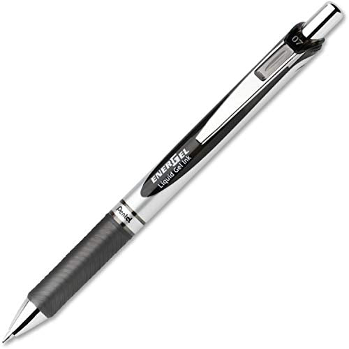 [Australia - AusPower] - Pentel® EnerGel™ Retractable Liquid Gel Pens, Medium Point, 0.7 mm, Silver Barrel, Black Ink, Pack of 12 12 Pack 0.7mm 