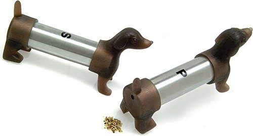 [Australia - AusPower] - Kikkerland Dachshund Salt and Pepper Shakers, Brown/Silver 