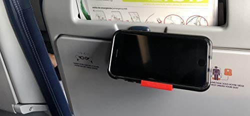 [Australia - AusPower] - The SkyClip - (Black, 2 Pack) Airplane Cell Phone Seat Back Tray Table Clip and Sturdy Phone Stand, Compatible with iPhone, Android, Tablets, and Readers Black 