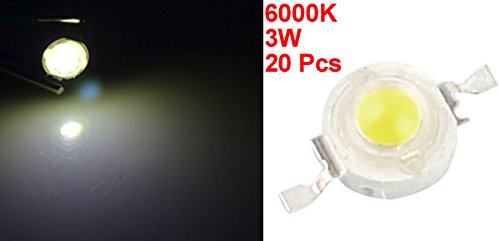 [Australia - AusPower] - uxcell 20 Pcs High Power 2 Pin 3W White LED Bead Emitters 170-190Lm 6000K 