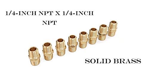 [Australia - AusPower] - T TANYA HARDWARE Pipe Fitting and Air Hose Fitings, Hex Nipple Coupling Set - 1/4-Inch NPT x 1/4-Inch NPT, Solid Brass, Male Pipe (10 Piece) 1/4" x 1/4" NPT Male 10 Piece 