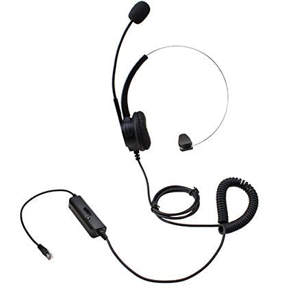 [Australia - AusPower] - AGPtEK® Hands-Free Call Center Noise Cancelling Corded Monaural Headset Headphone for Desk Telephone with 4-Pin RJ9 Crystal Head Headset Replacement 