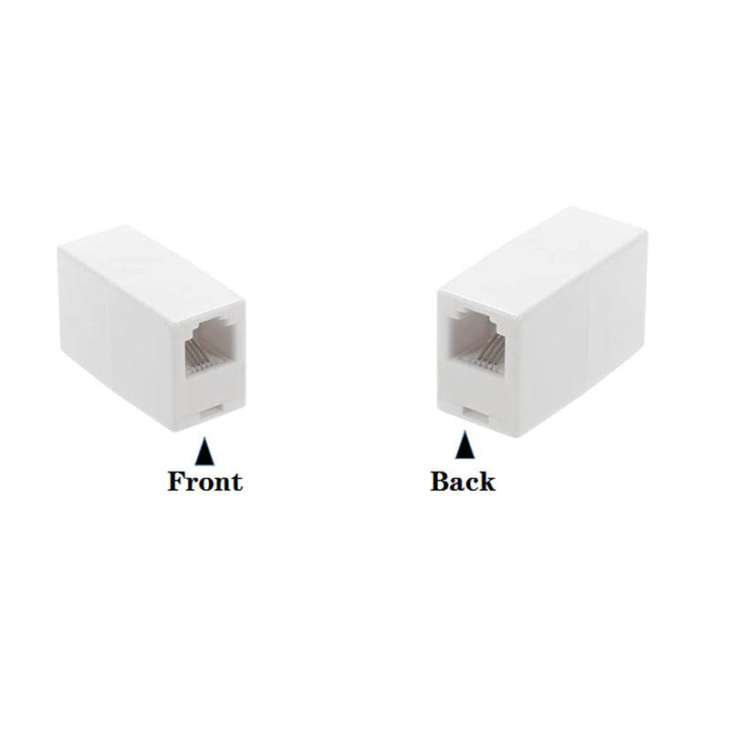 [Australia - AusPower] - RJ11 Coupler, Straight Telephone Inline Coupler RJ11 6P4C Inline Keystone Jack Female to Female Straight Telephone Cable Cord Extension Adapter (White 3pack) White 3pack 
