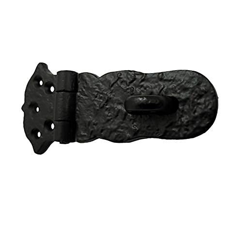[Australia - AusPower] - Adonai Hardware"Paran" Heavy Duty Antique Cast Iron Safety Locking Hasp and Staple(4" x 2 Pack, Matte Black) for Vintage Pirates Treasure Chest, Trunks, Wooden Jewelry Box, Cases, Furniture and Sheds 4 Inch x 2 Pack Matte Black Powder Coated 