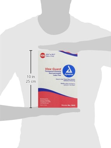 [Australia - AusPower] - Dynarex View Guard Transparent Sterile Dressing, 2 3/8 Inch x 2 3/4 Inch, 100 Count 