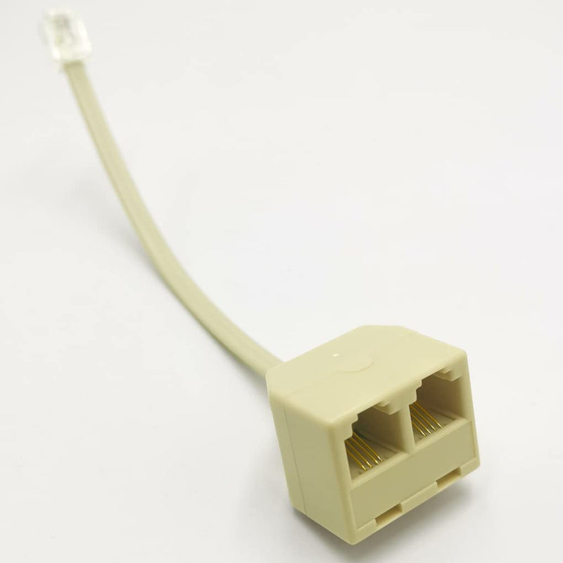 [Australia - AusPower] - NECABLES (2+1Pack) 2pcs Phone Line Splitter 1 to 2 RJ11 6P4C 1 Male to 2 Females with 5in Pigtail and 1pc Phone Line Coupler for Landline and Fax Ivory 