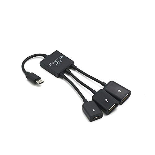 [Australia - AusPower] - 3 in 1 USB OTG Cable Adapter,3 in 1 Micro USB HUB Adaptor with Power 3-Port Charging OTG Host Cable Cord Adapter Micro USB Hub USB OTG Extension Adapter for Smartphone and Tablet Black black-Ⅰ 