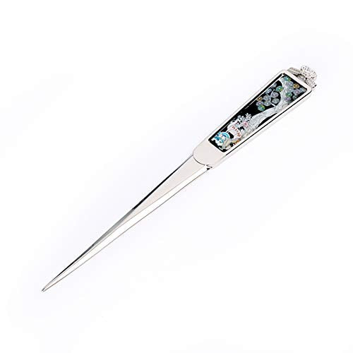 [Australia - AusPower] - Decorative Envelope Paper Letter Opener with Mother of Pearl Antique Design Silver Steel Office Knife Hand Cutter Blade (Pine Tree) 