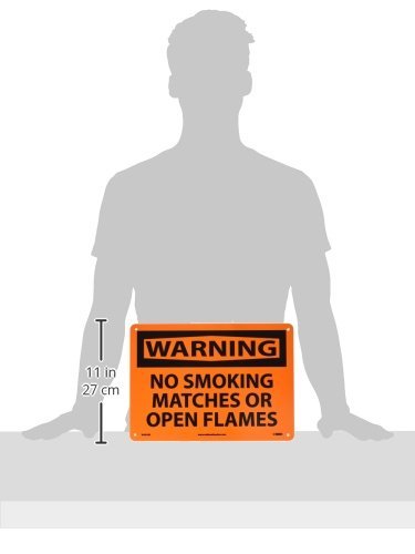[Australia - AusPower] - NMC W402RB WARNING - NO SMOKING, MATCHES OR OPEN FLAMES Sign - 14 in. x 10 in. Rigid Plastic Warning Sign with Black on Orange 