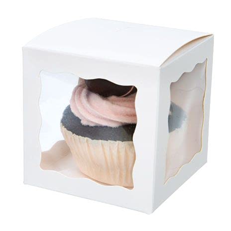 [Australia - AusPower] - White Cupcake Window Box 3x3x3 | 25 Pieces | Small Gift Boxes with Top Hole Cutout | For Cupcakes, Cake Pops, Candy Box Containers | Baking Gifts, Party Favors, Baby Shower | WGWG348 