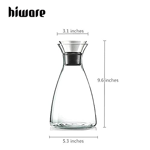 [Australia - AusPower] - Hiware 50 Oz Glass Drip-free Carafe with Stainless Steel Flip-top Lid, Hot and Cold Glass Water Pitcher, Tea/Coffee Maker & Cafe, Iced Tea, Beverage Pitcher As Well As for Decanting and Serving Wine 