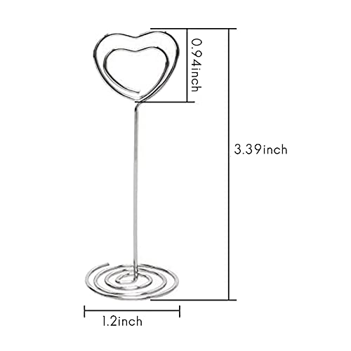 [Australia - AusPower] - Zeafree 30 Pcs Card Holder Heart Shape Table Picture Stand Wire Tabletop Photo Holder Menu Clips for Wedding Party Number,Silver 