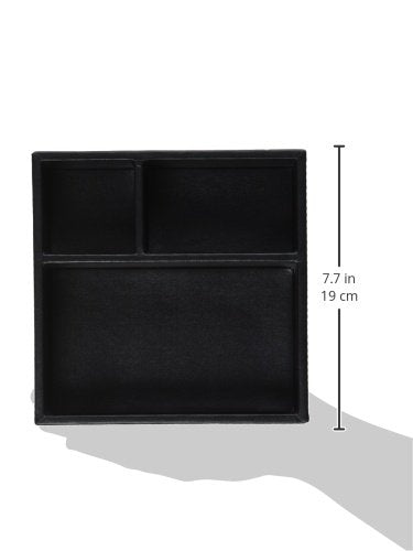 [Australia - AusPower] - UnionBasic Flat 3-Slot Small PU Leather Drawer Tray Desk Stationery Sundries Gadget Organizer Storage Box Business Card Holder Key Container (Black) 