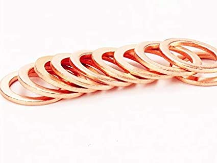 [Australia - AusPower] - LUOQIUFA M10 Flat Washer Copper Sealing Ring, Inner Diameter 10mm, Outer Diameter 14mm, Thickness 1.5mm, Metric Sealing Washer, 30 Pieces 