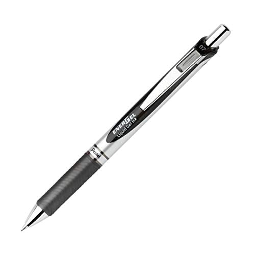 [Australia - AusPower] - Pentel® EnerGel™ Retractable Liquid Gel Pens, Medium Point, 0.7 mm, Silver Barrel, Black Ink, Pack of 12 12 Pack 0.7mm 