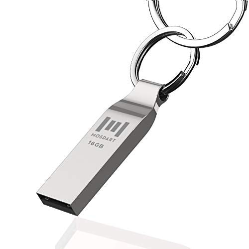 [Australia - AusPower] - MOSDART 16GB Metal USB 2.0 Flash Drive 10 Pack Bulk Waterproof 16G Thumb Drive Jump Drive Pen Drive Memory Stick with Keychain,Silvery 10Pack 16GB-Silver 