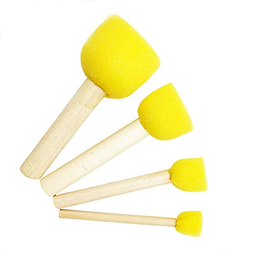 [Australia - AusPower] - 60pcs Assorted Round Paint Foam Sponge Brush Set Painting Tools, Brush Set - Great for Kids Arts and Crafts, Stencils, Painting 