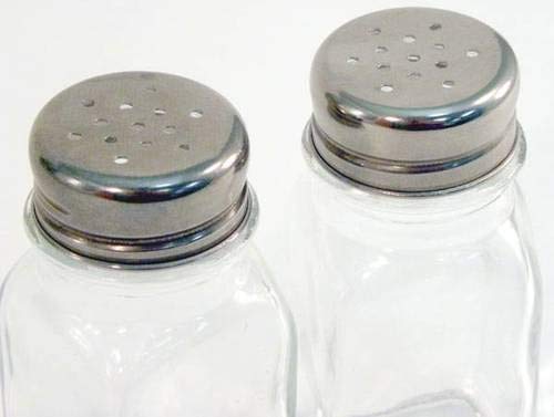 [Australia - AusPower] - 2 Piece Glass Salt & Pepper Shakers (Clear) With Metal Covers Vintage Style 