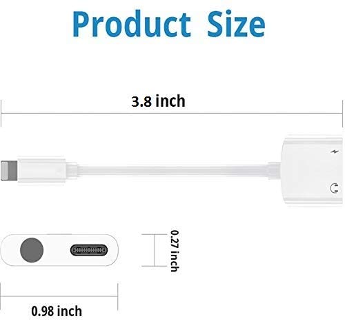[Australia - AusPower] - [Apple MFi Certified] 2 Pack Lightning to 3.5mm Headphones Jack Adapter, for iPhone 2 in 1 Charger + Aux Audio Splitter Dongle,Compatible with iPhone 11/11 Pro/XS/XR/X 8 7/iPad, Support Music Control 